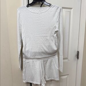 Women's White Long Sleeve Pajama 3PC  Set